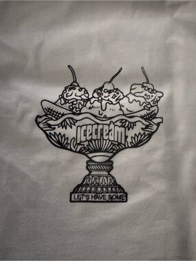 Icecream Black and White Sundae Line Art Print